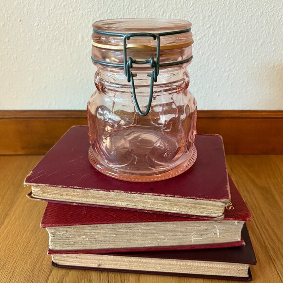 Crownford Giftware Other - VTG Pink Glass Jar Cats Bow Storage Canister Made in Italy Crownford Giftware